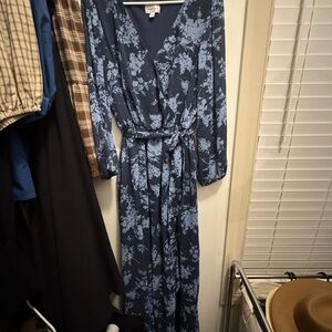 Floral Blue Wrap Dress